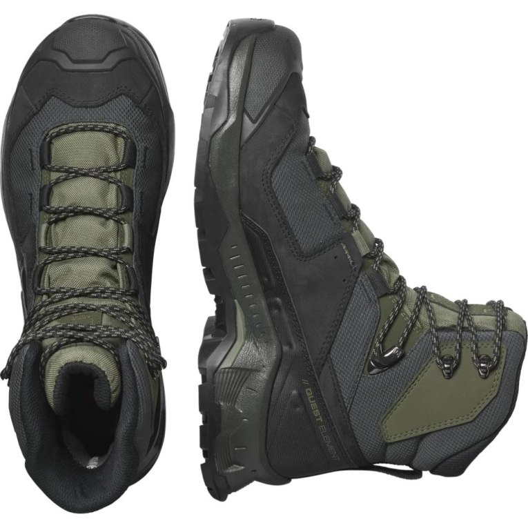 Black / Olive Salomon Quest Element GTX Men's Hiking Boots | PH 53789O